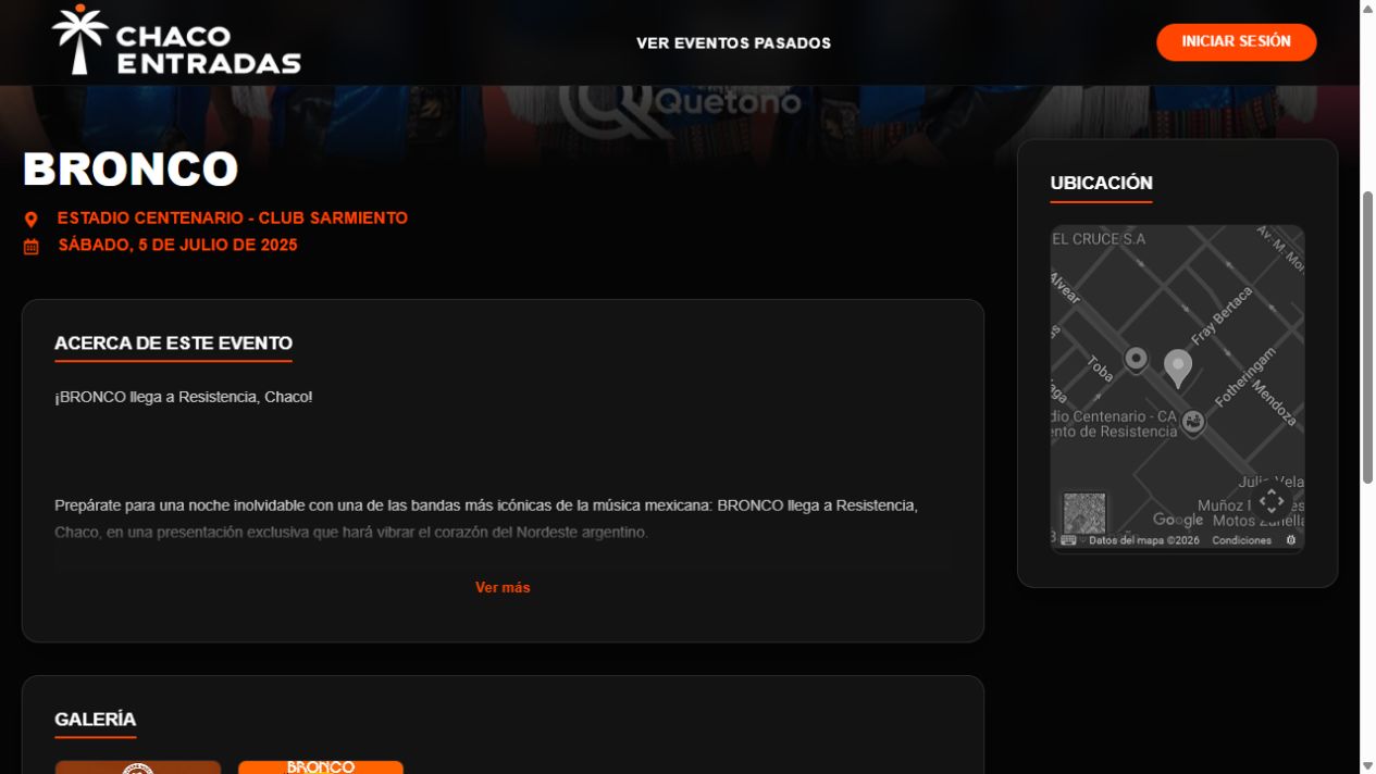Ficha real del evento Bronco en Chaco Entradas: descripción, fecha y ubicación. Evento pasado.